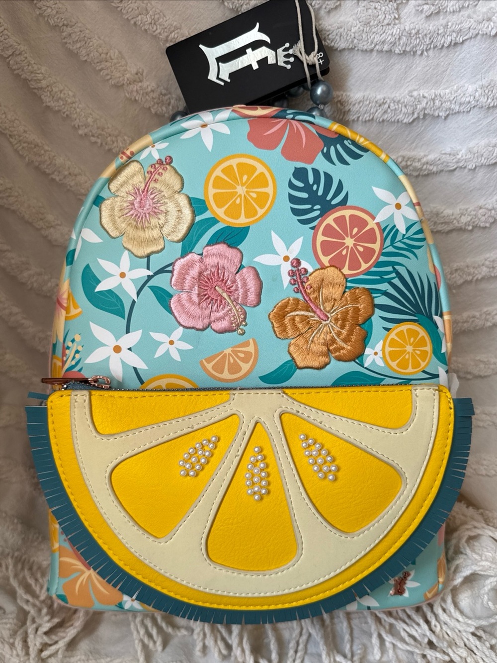 Loungefly Tropical Lemon Floral Mini Backpack NWT